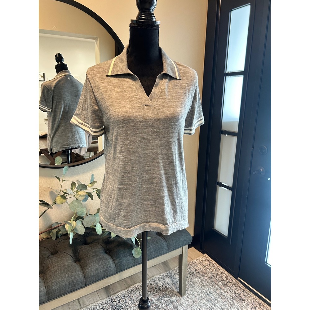 Wilson Womens XL Gray Heathered Short Sleeve V-Neck Tennis Golf Polo Shirt